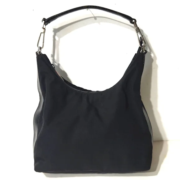 VTG Gucci Authentic 000062 Black Nylon Leather Handbag Shoulder Purse - Picture 16 of 16
